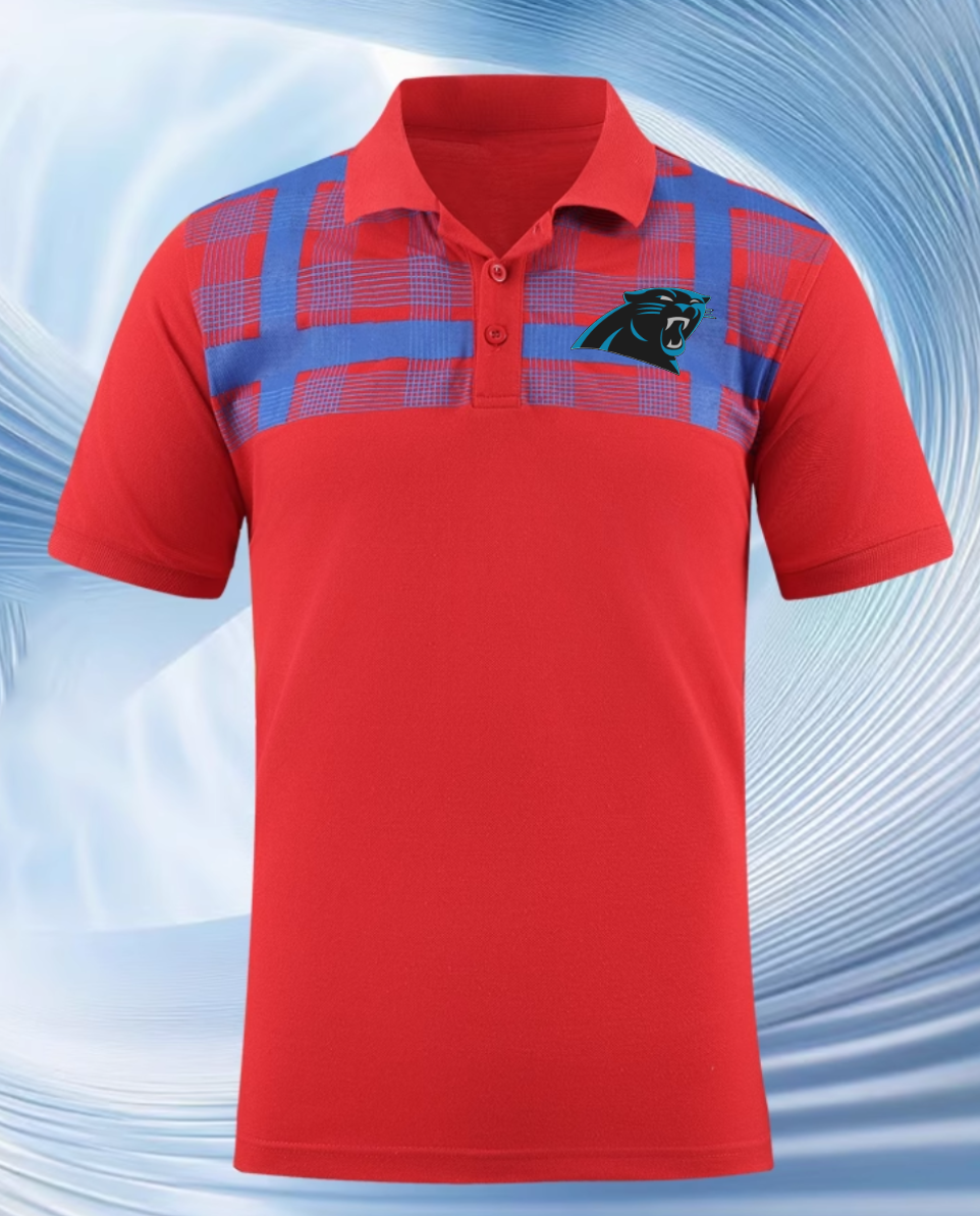 Carolina Panthers red Men 2025 NFL polo T shirt->nfl t-shirts->Sports Accessory